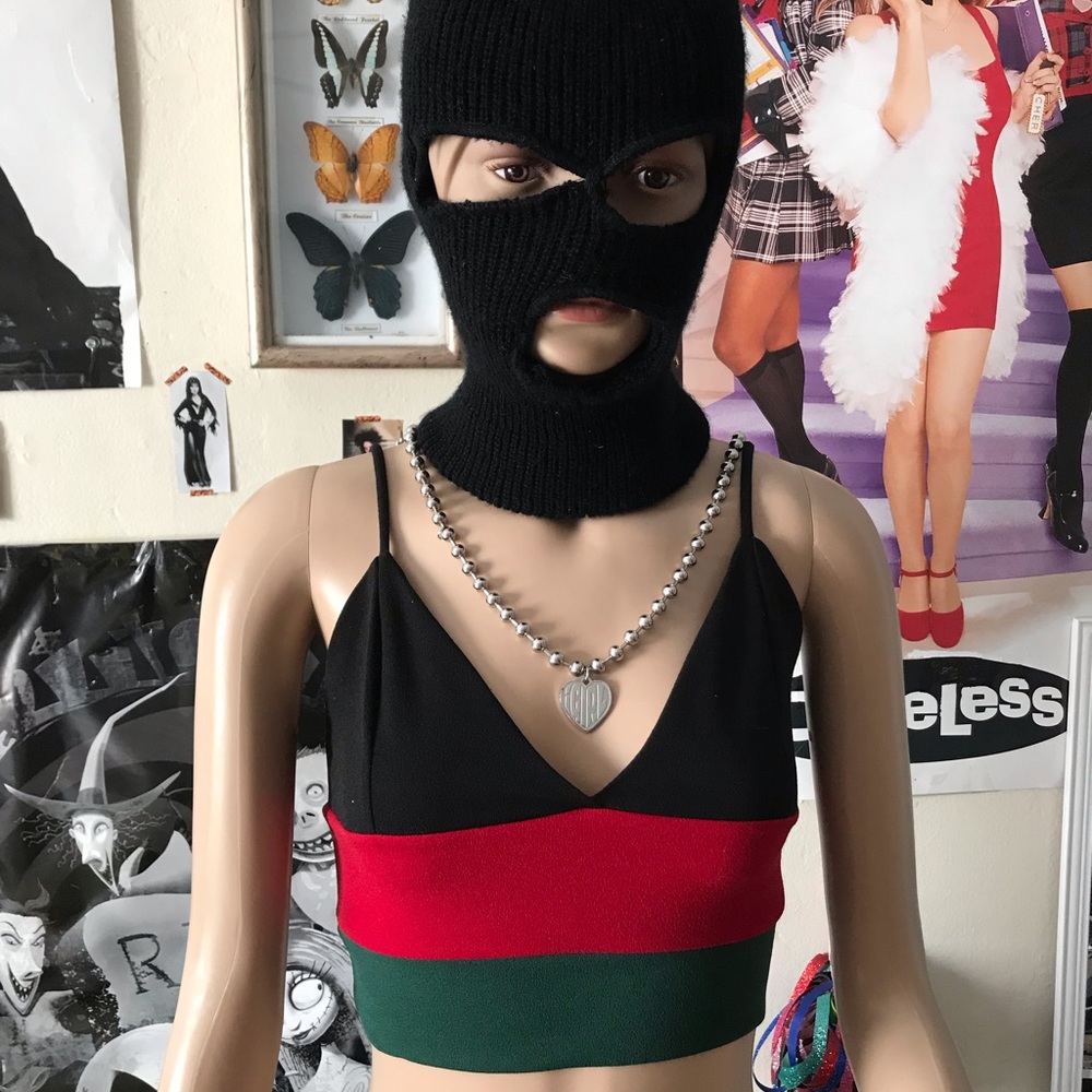 Red, Black, & Green Cropped Tank Top